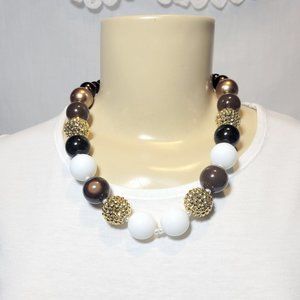 Party Metallic Sparkly  Big Bold Chunky Gumball Bead Statement Necklace  10"